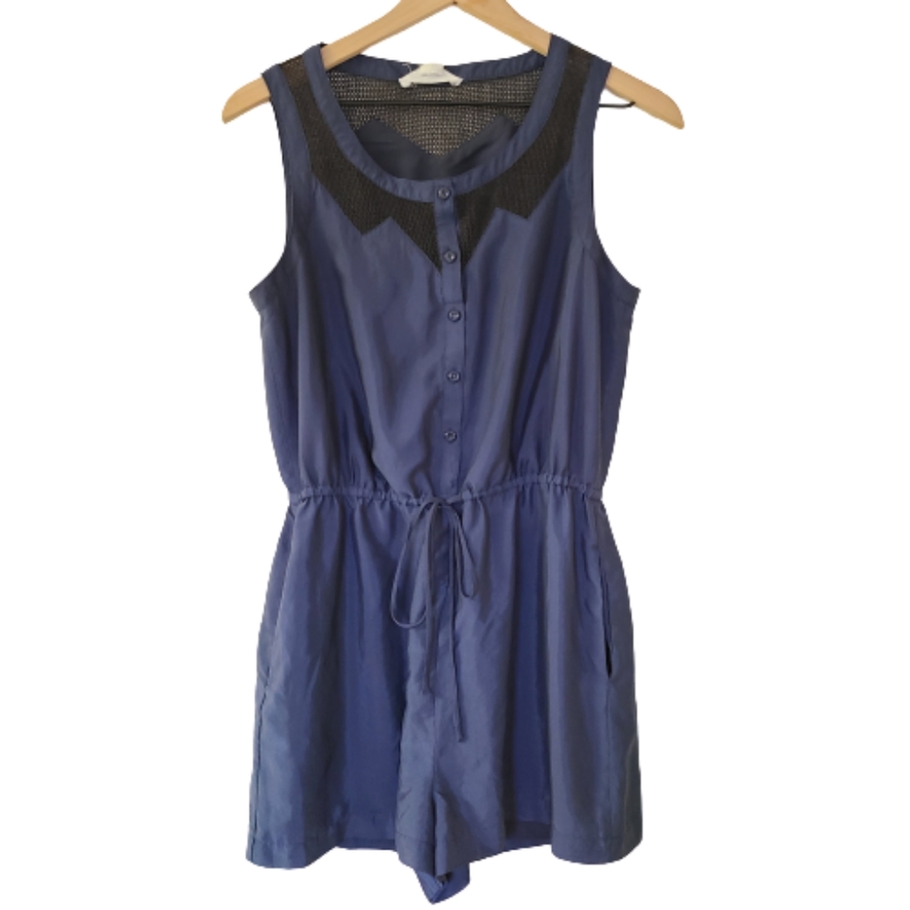 BCBGeneration silky tank romper blue